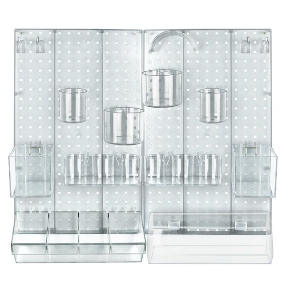 24-Piece Clear Pegboard Organizer Kit with 2 Panels and Accessory